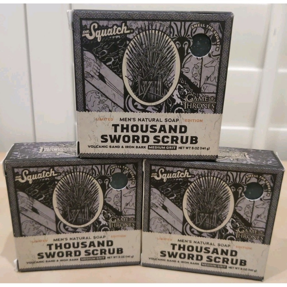 DR. SQUATCH Men's All Natural Bar‎ Soap - Thousand Sword Scrub - 5oz  (3-pack)